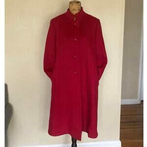 VTG ILGWU Bromleigh Cranberry Red Wool Long Button Coat Overcoat Women’s M
